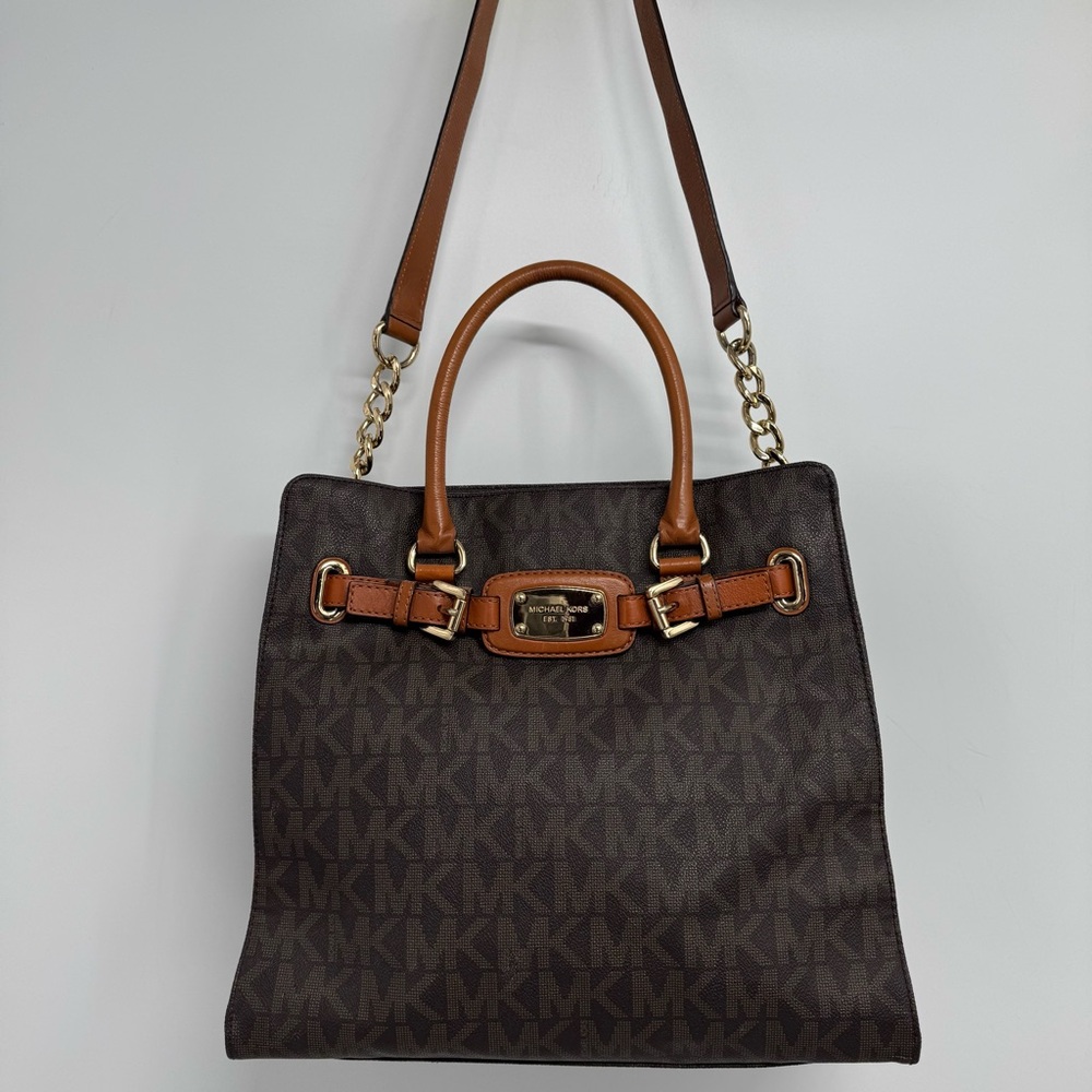 MICHAEL KORS Hamilton Large Shoulder Tote Monogram Brown Bags - Picture 1 of 16